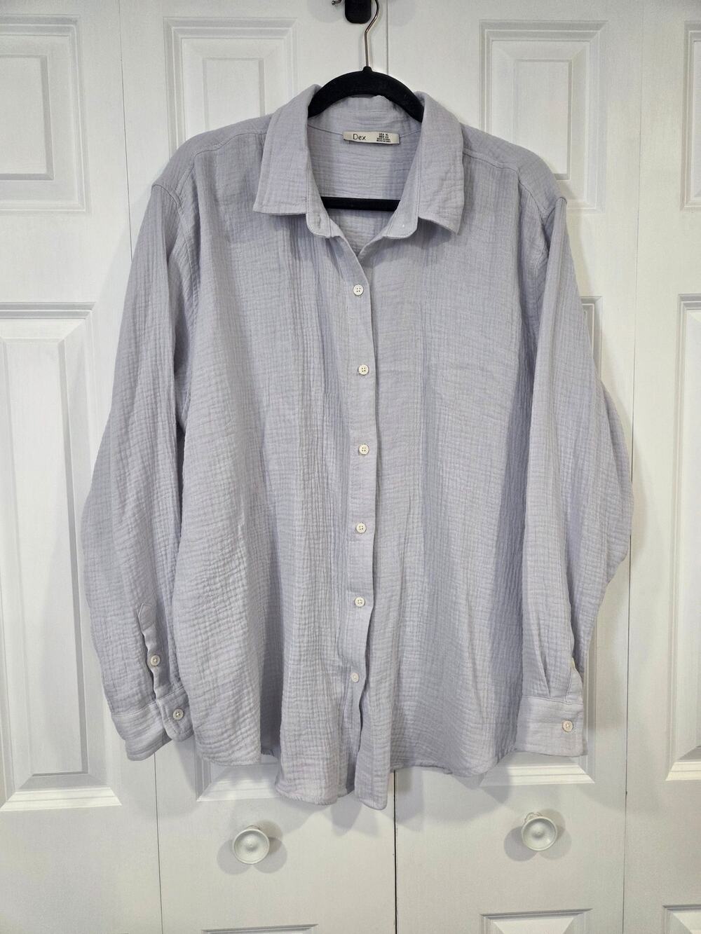 Dex Lightweight Blue/Gray Button Down XL Shirt Gauzy Cotton